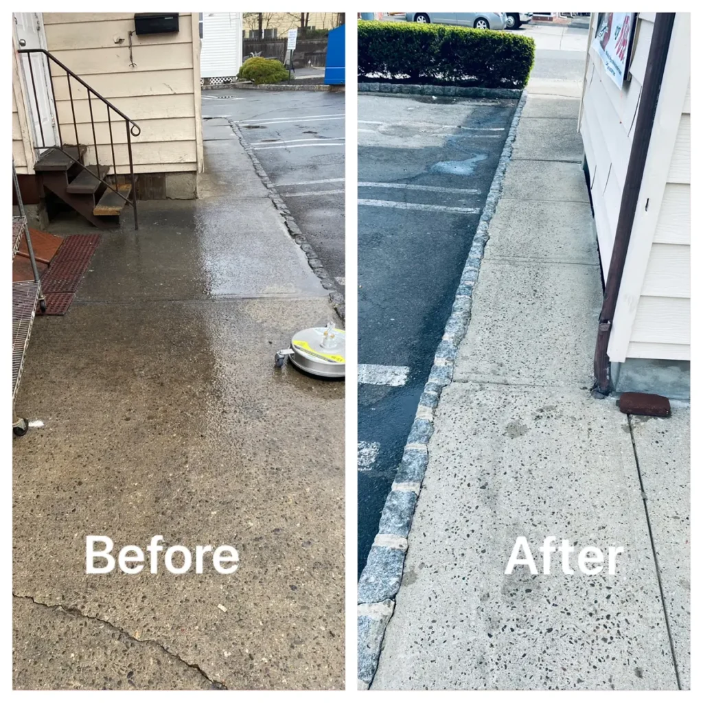 Pressure Washing Floor Before After